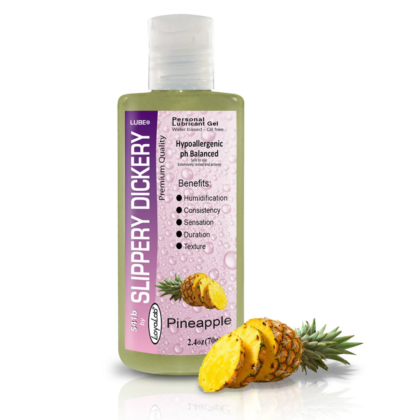 Gel Lubricante Intimo Platinum Base Agua, Slippery Dickery Lube de Piña 70 g, Mod: 541b