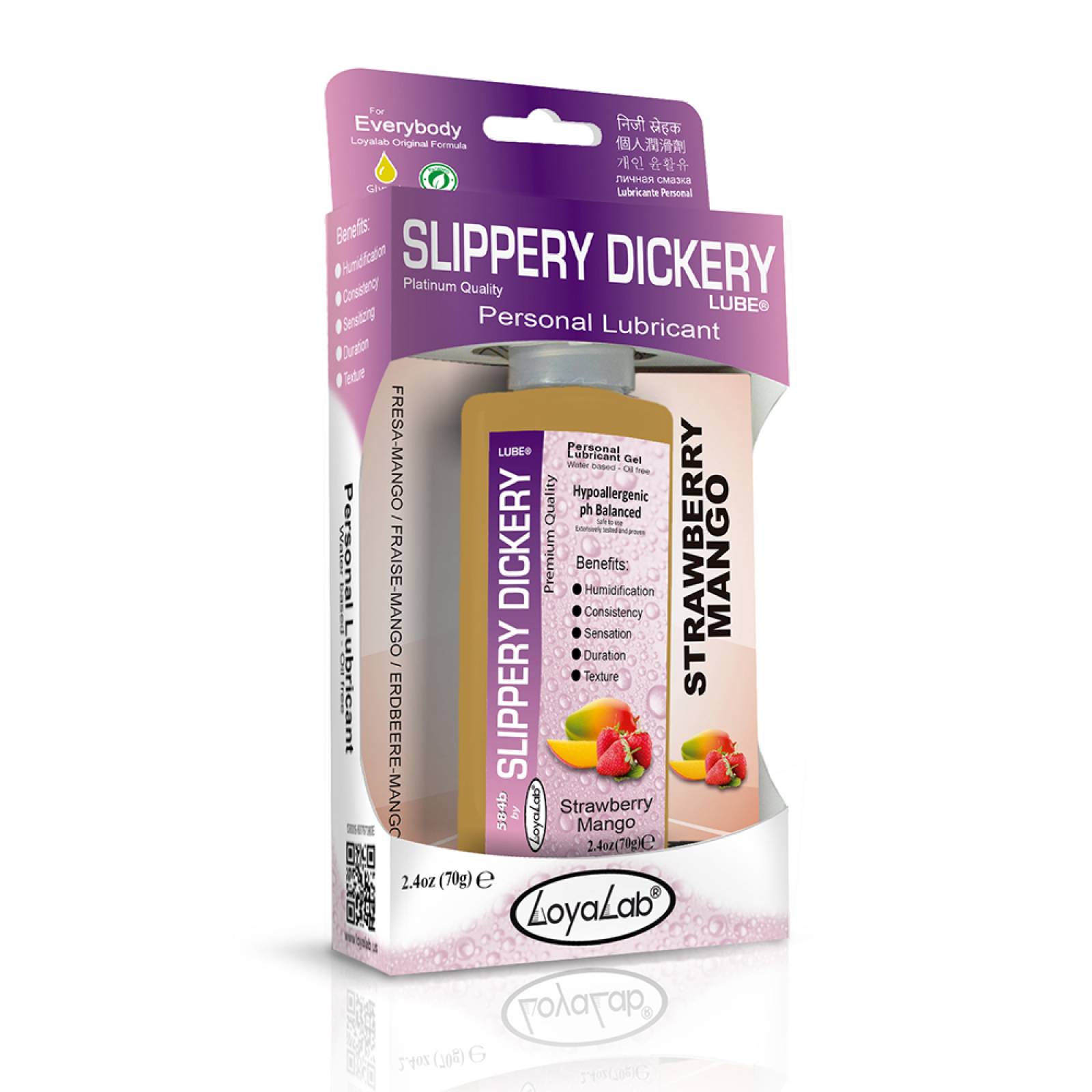 Gel Lubricante Intimo Platinum Base Agua, Slippery Dickery Lube de Fresa Mango 70 g, Mod: 584b