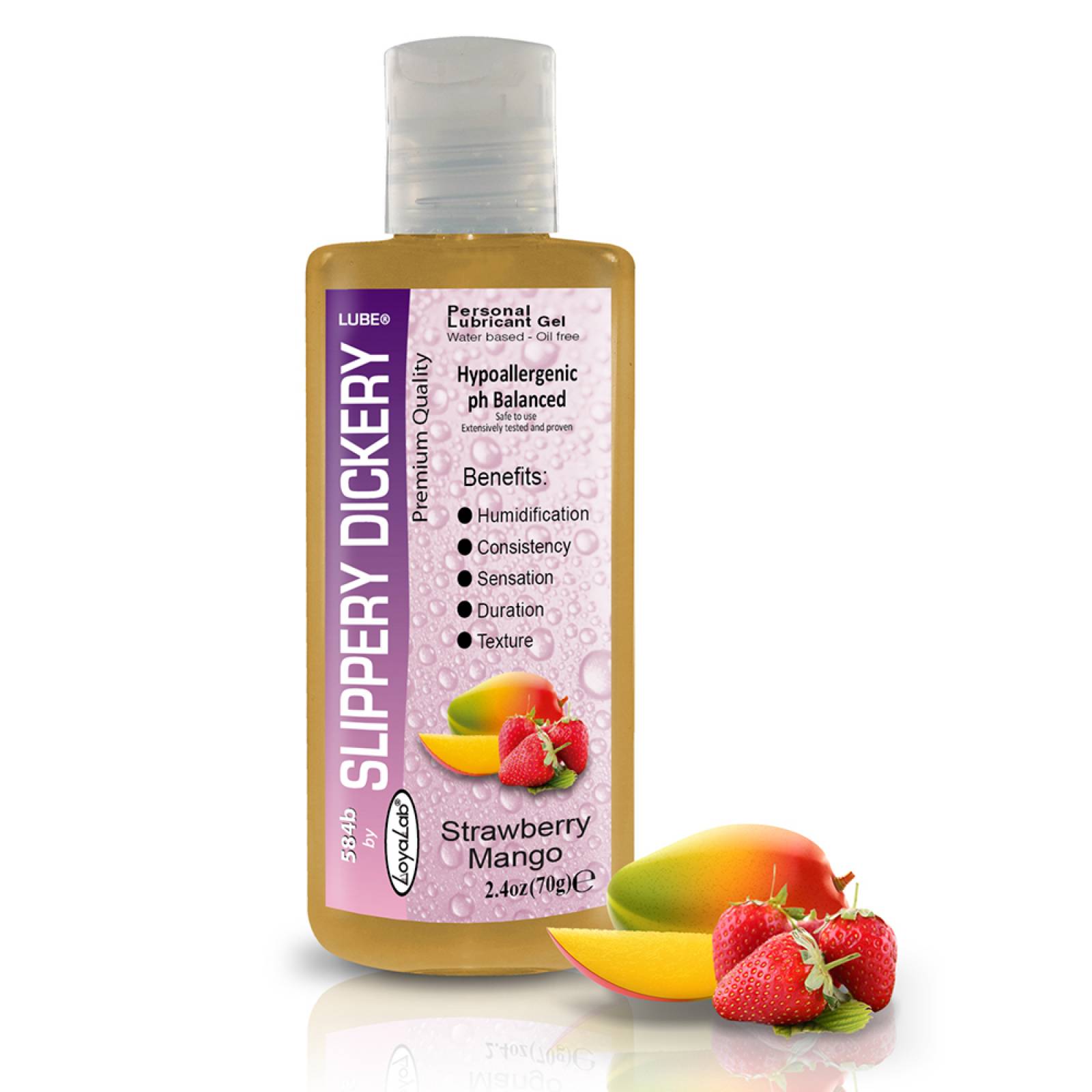 Gel Lubricante Intimo Platinum Base Agua, Slippery Dickery Lube de Fresa Mango 70 g, Mod: 584b