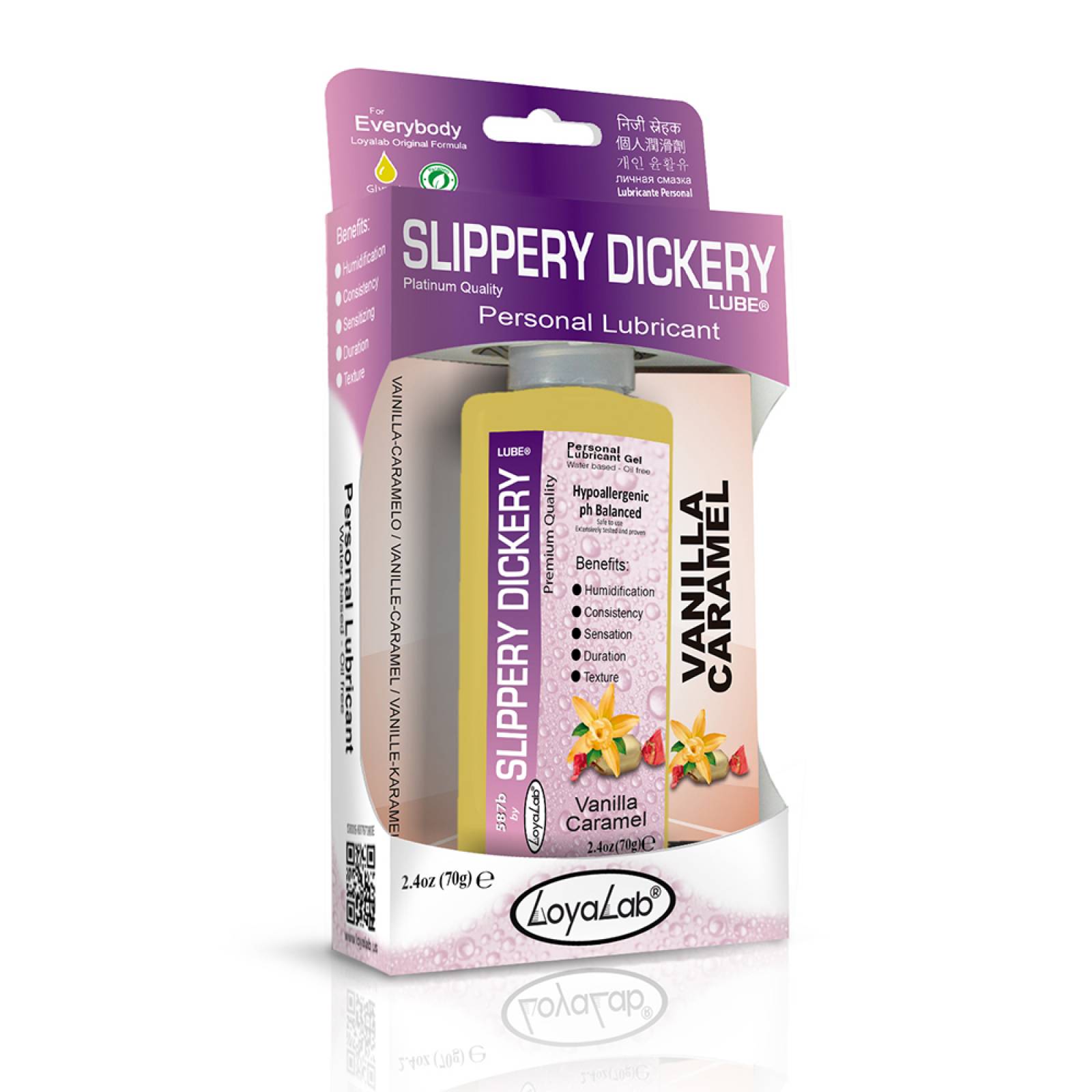 Gel Lubricante Intimo Platinum Base Agua, Slippery Dickery Lube de Vainilla Caramelo 70 g, Mod: 587b