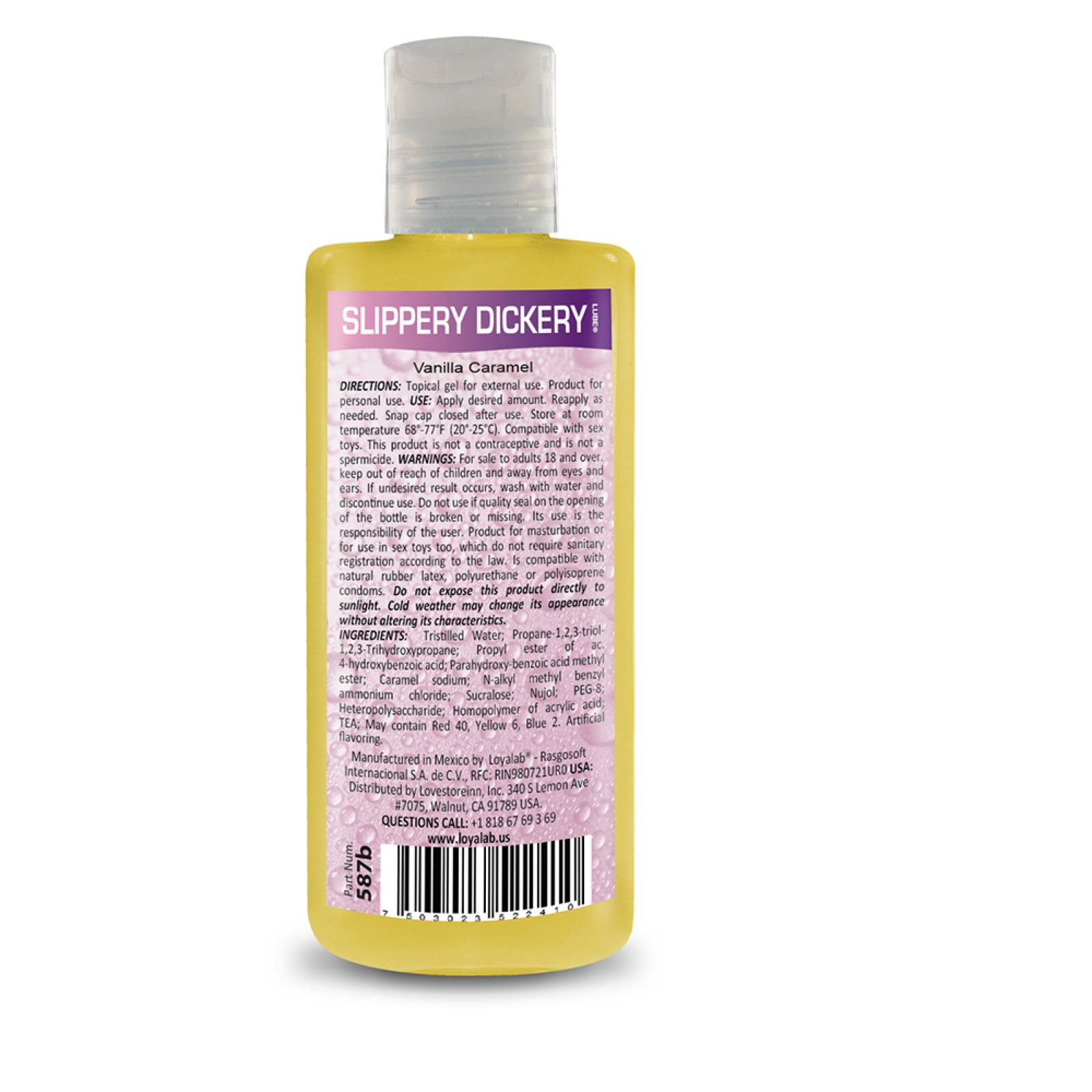 Gel Lubricante Intimo Platinum Base Agua, Slippery Dickery Lube de Vainilla Caramelo 70 g, Mod: 587b