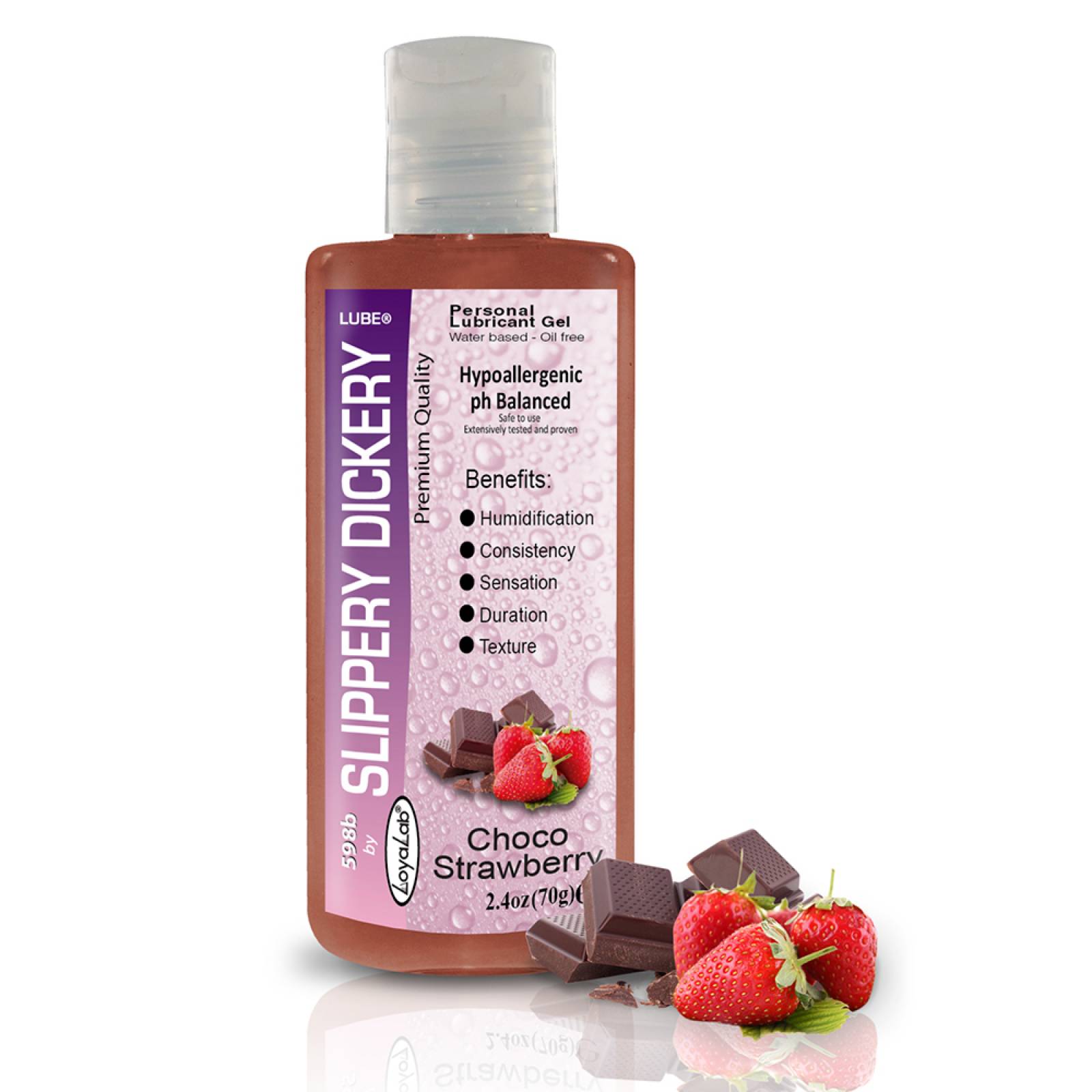 Gel Lubricante Intimo Platinum Base Agua, Slippery Dickery Lube de Choco Fresa 70 g, Mod: 598b