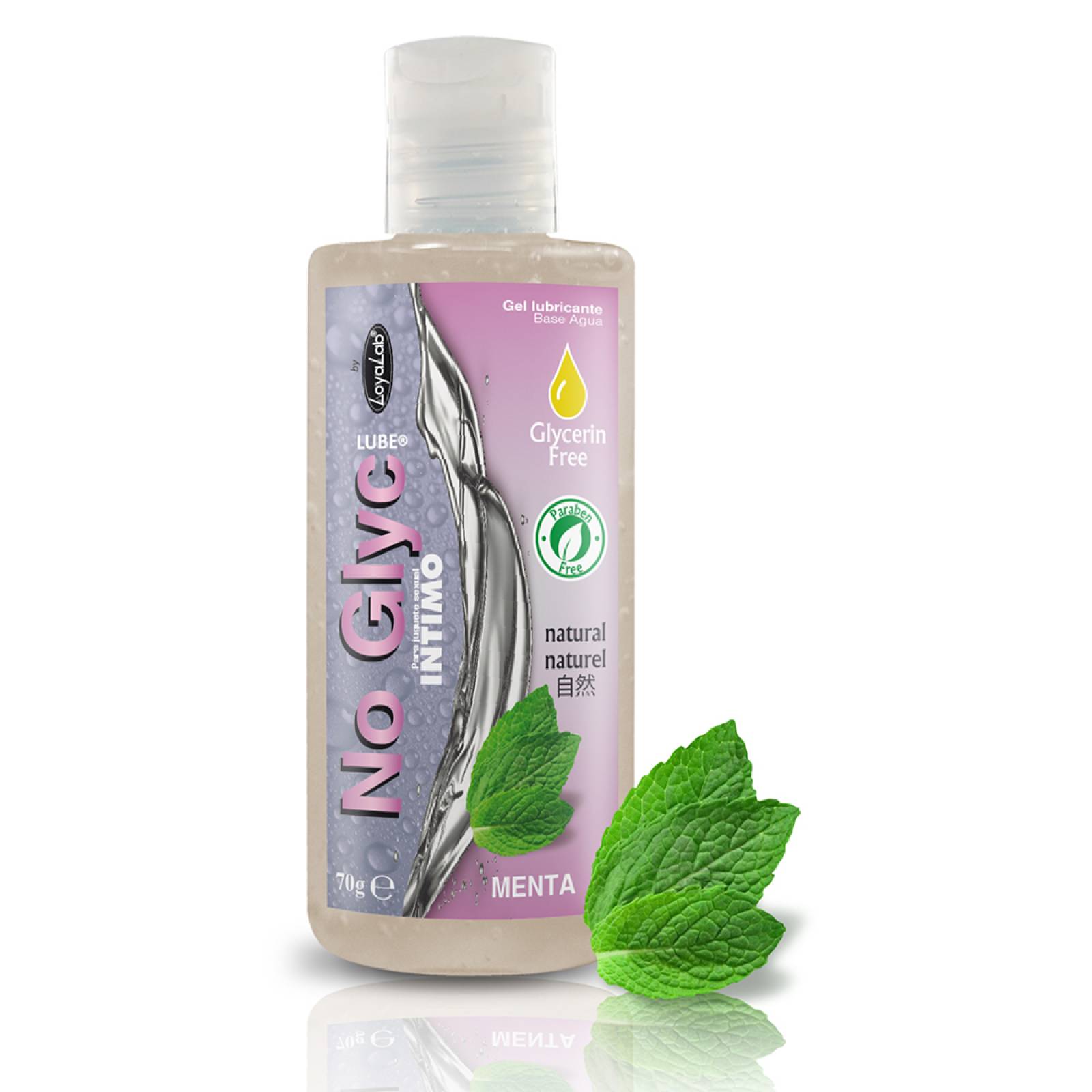 Gel Lubricante Intimo sin Gliserina Base Agua, NoGlyc Lube de Menta 70 g, Mod: 533g
