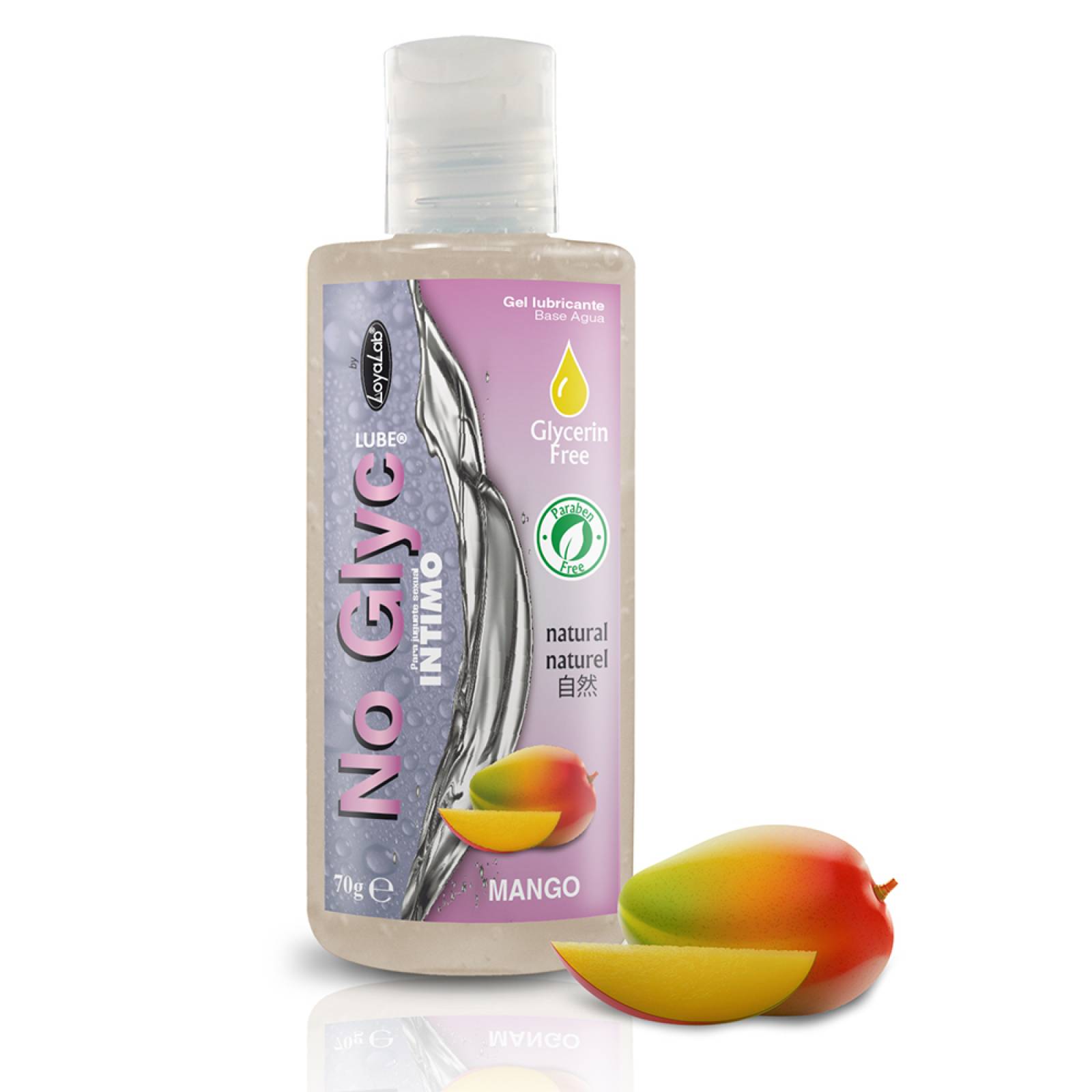 Gel Lubricante Intimo sin Gliserina Base Agua, NoGlyc Lube de Mango 70 g,  Mod: 543g