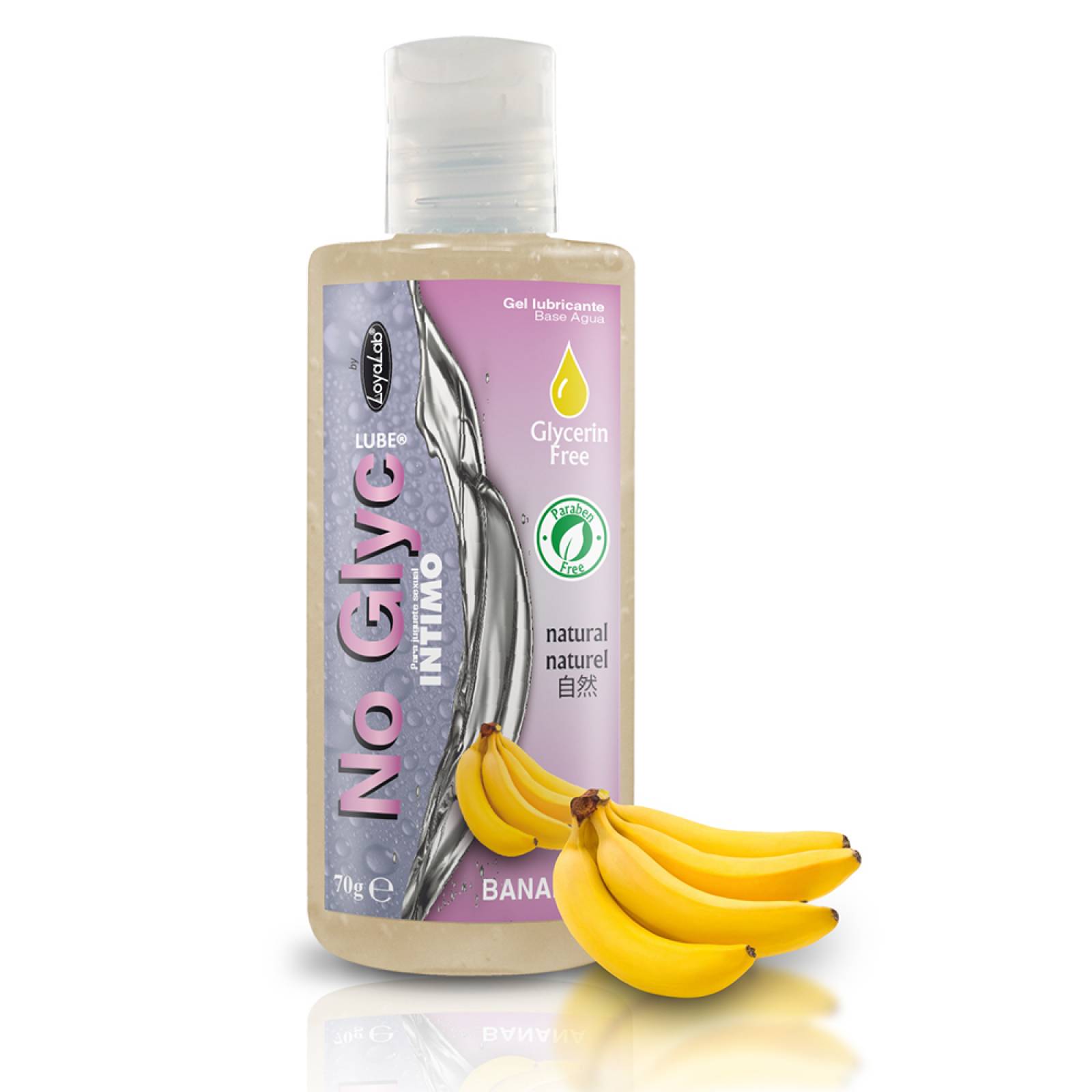 Gel Lubricante Intimo sin Gliserina Base Agua, NoGlyc Lube de Banana 70 g, Mod: 560g