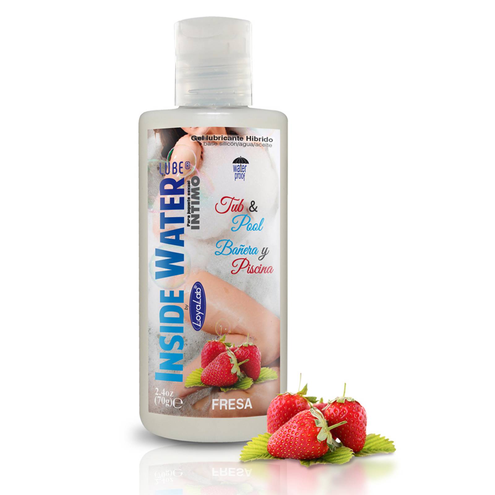 Gel Lubricante Intimo Híbrido, Inside Water Lube de Fresa - 70 g, Mod: 535j
