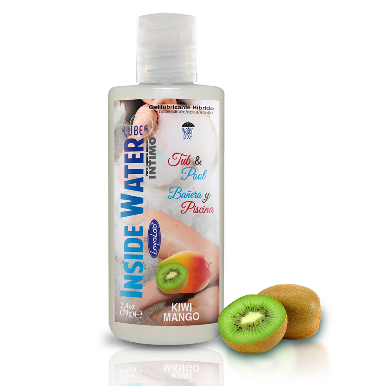 Gel Lubricante Intimo Híbrido, Inside Water Lube de Kiwi - 70 g, Mod: 555j