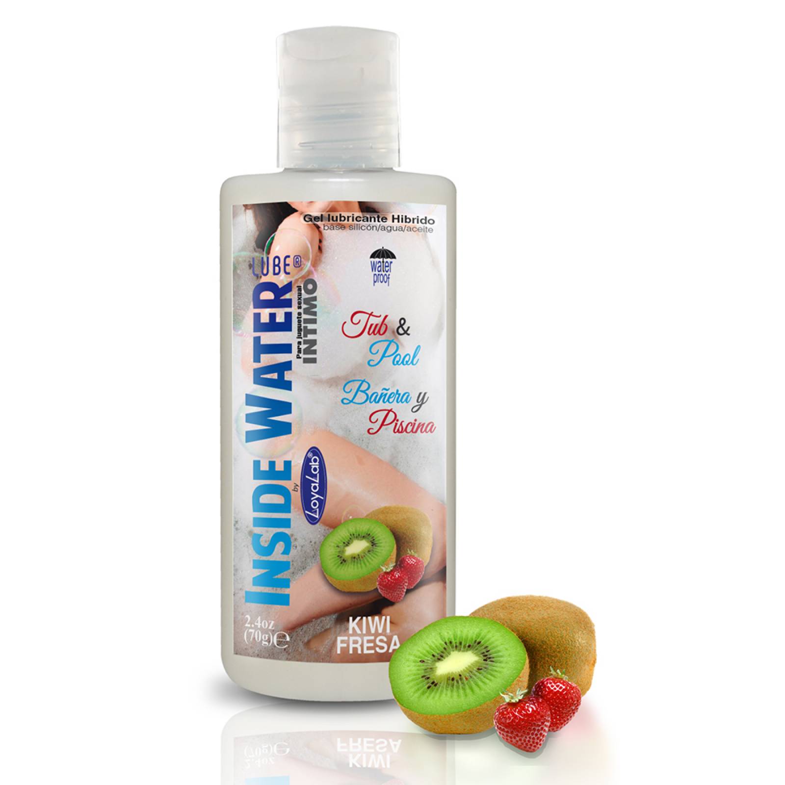 Gel Lubricante Intimo Híbrido, Inside Water Lube de Kiwi Fresa - 70 g, Mod: 565j
