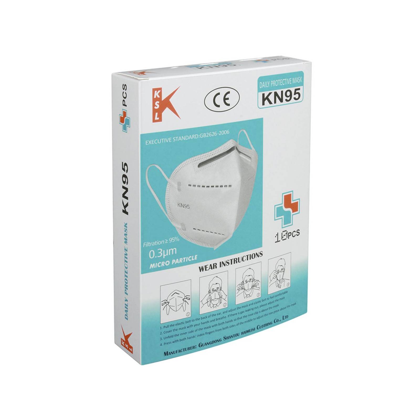 Cubrebocas KN95 Blanco 10 Pack KSL
