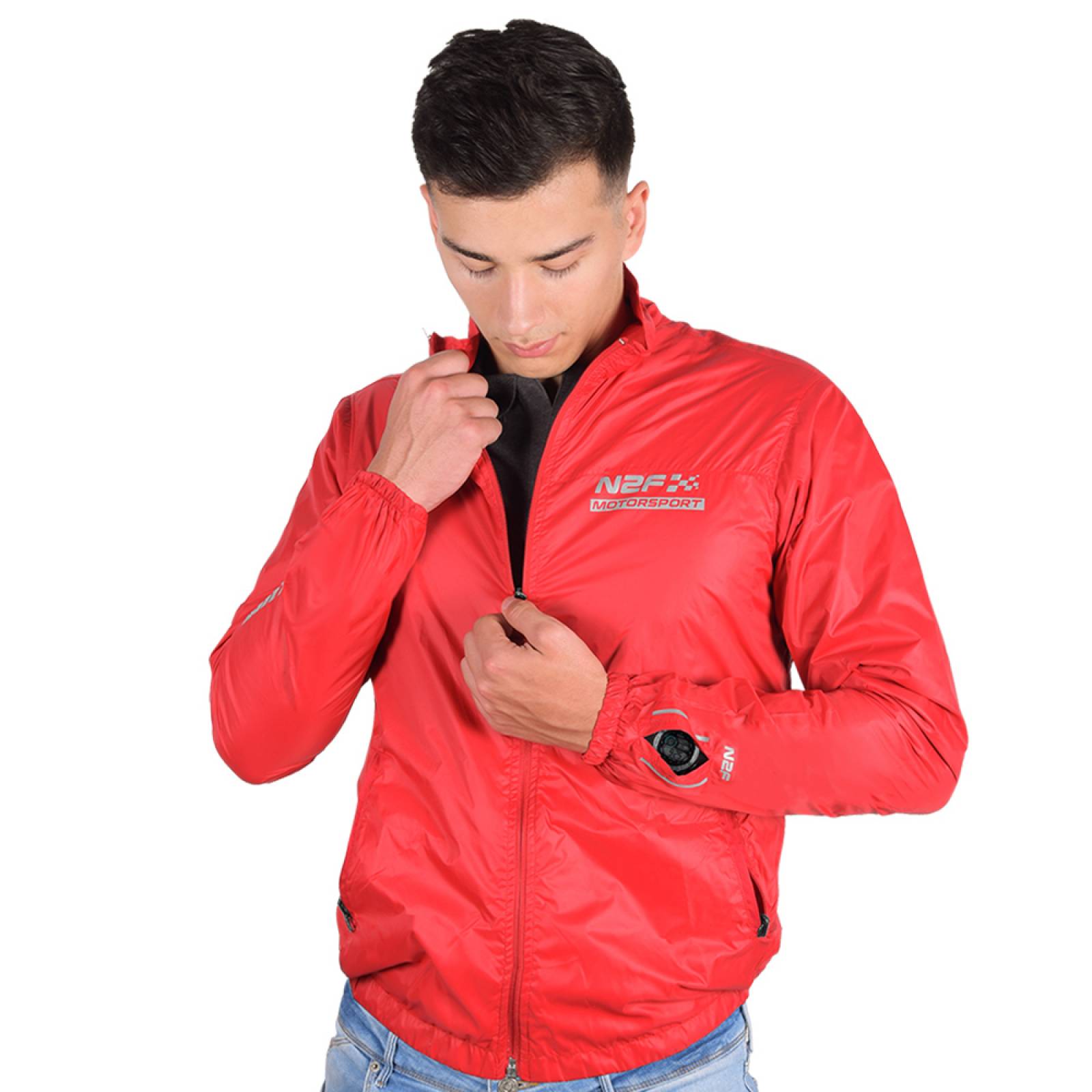 Chamarra Rompevientos N2F Motorsport WJM001 Poliéster Rojo