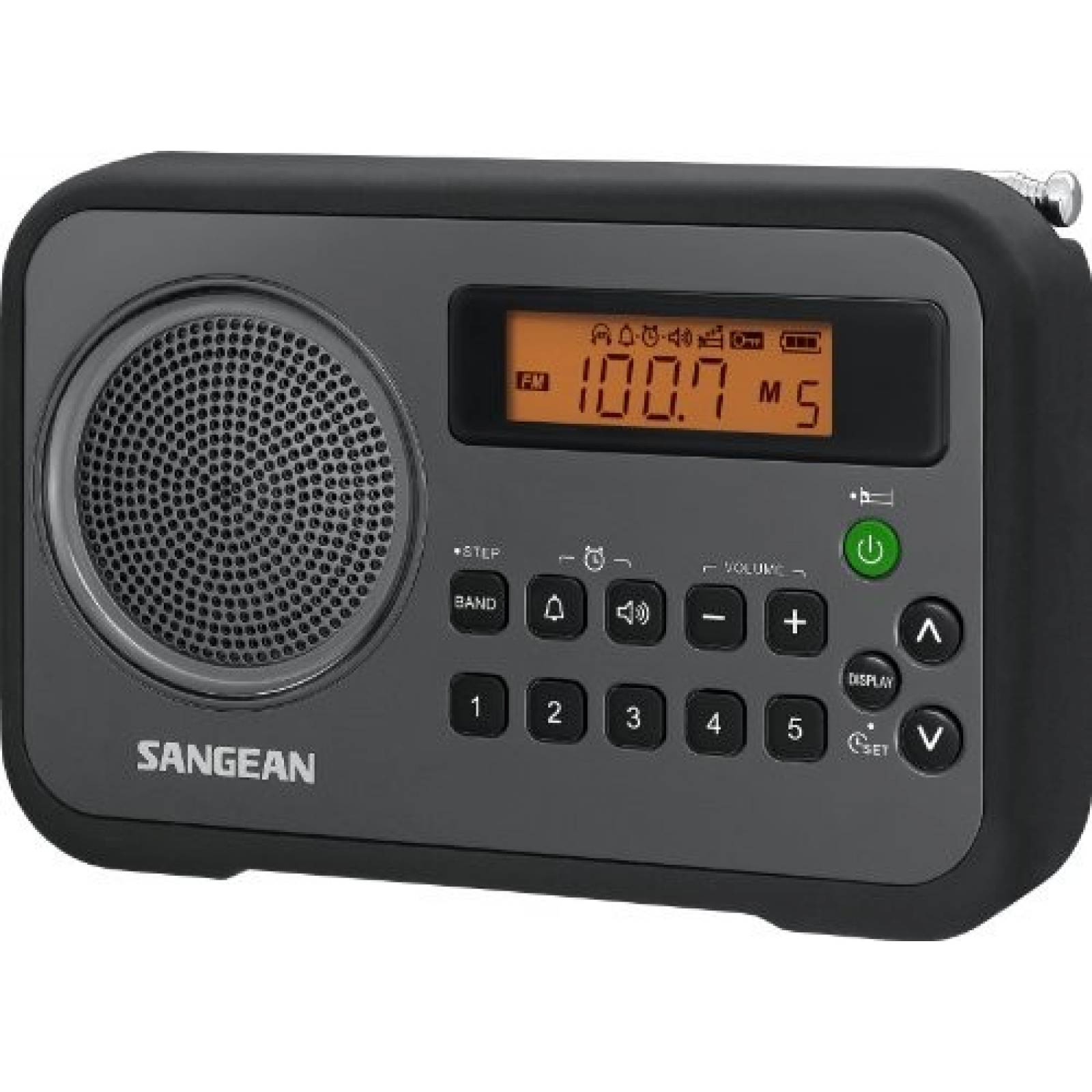 Radio digital portátil Sangean PR-D18BK con Reloj