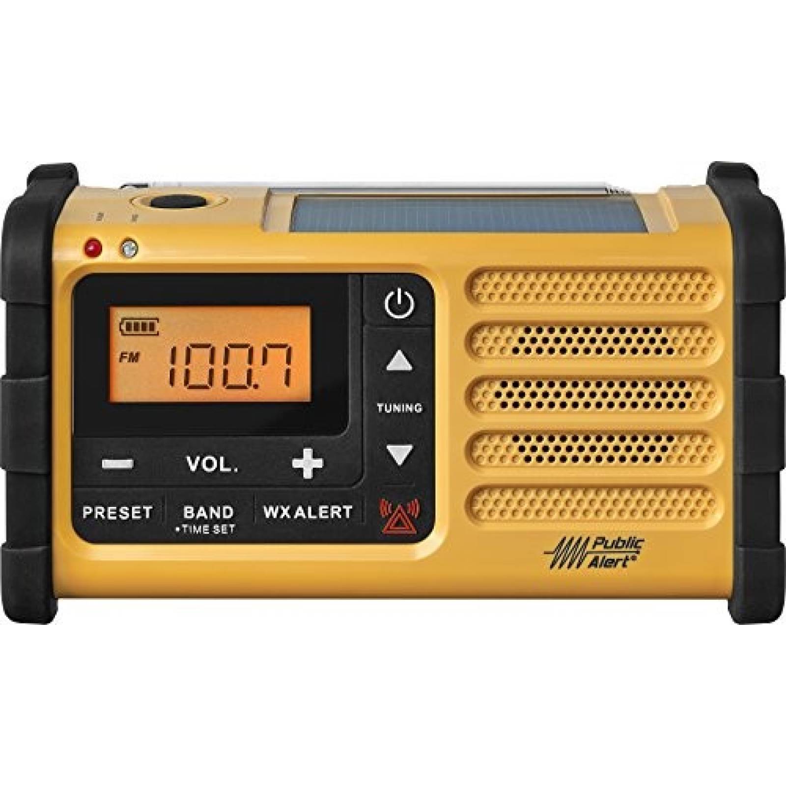Radio de emergencia Meteorología Sangean linterna y cargador
