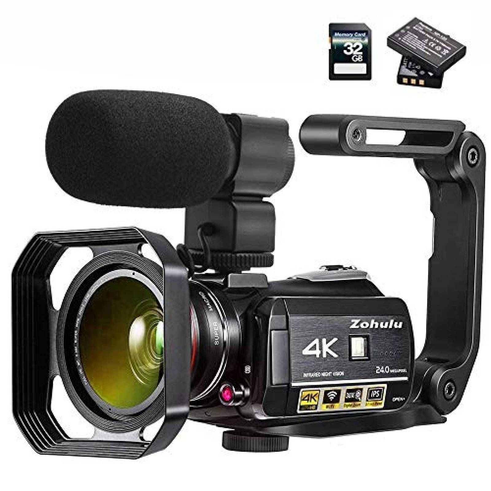 Videocamara ZOHULU UHD 4K 3.1'' Zoom 30X 32GB 2 Baterias