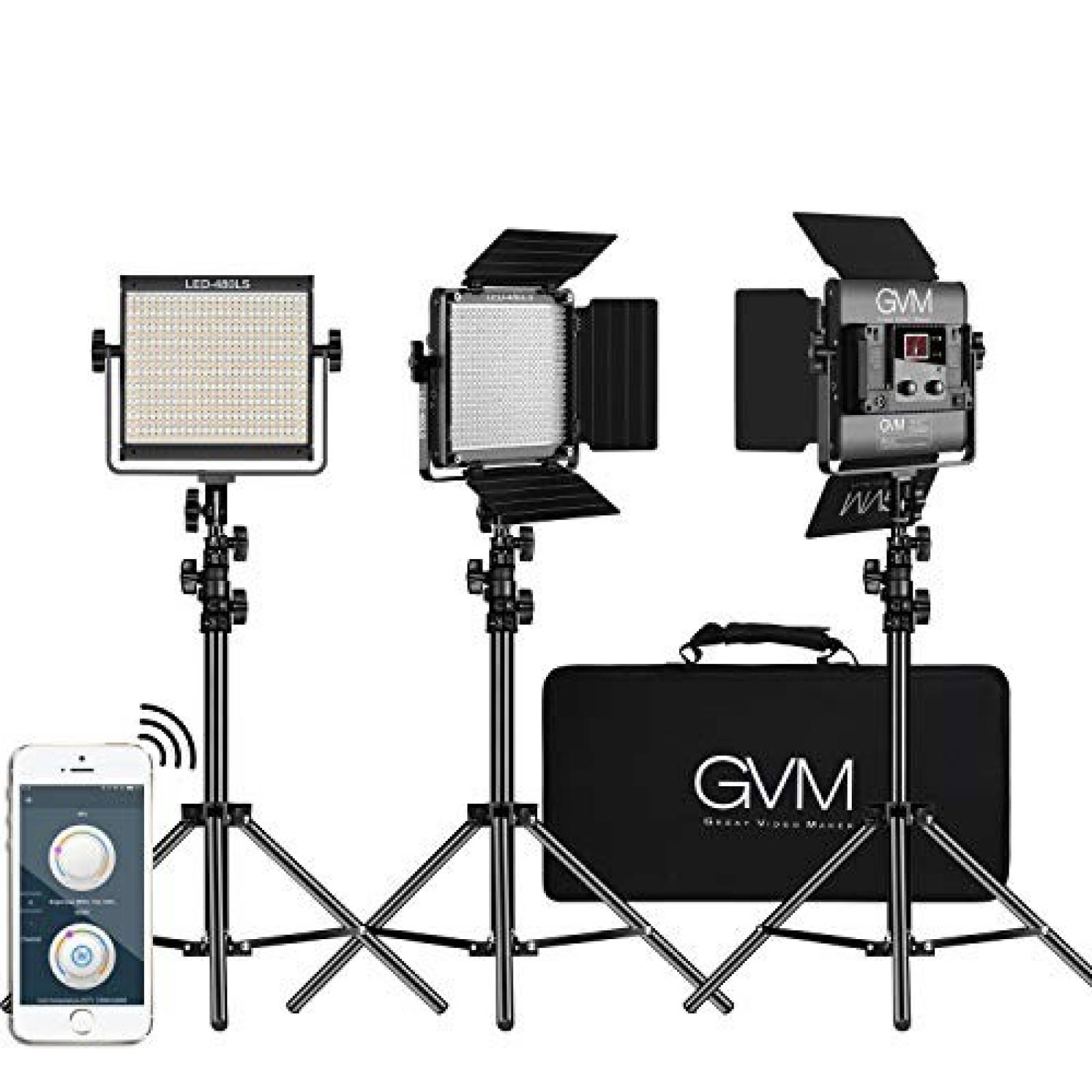 Kit de 3 luces de vídeo GVM Great Video Maker LED bicolor
