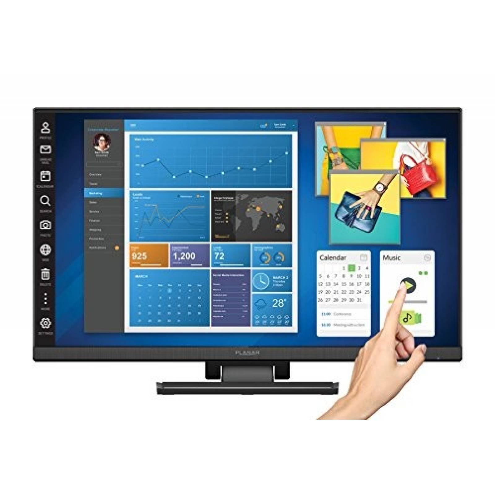 Monitor Planar Pantalla Táctil 24'' HD para Windows