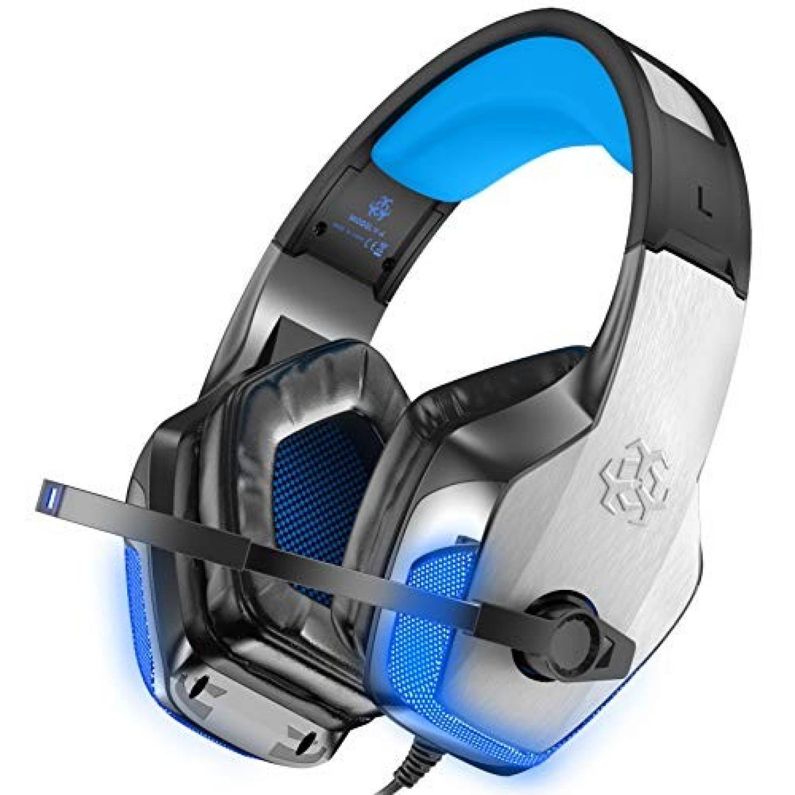 Audífonos Gamer BENGOO V-4 con micrófono y luz LED -azules