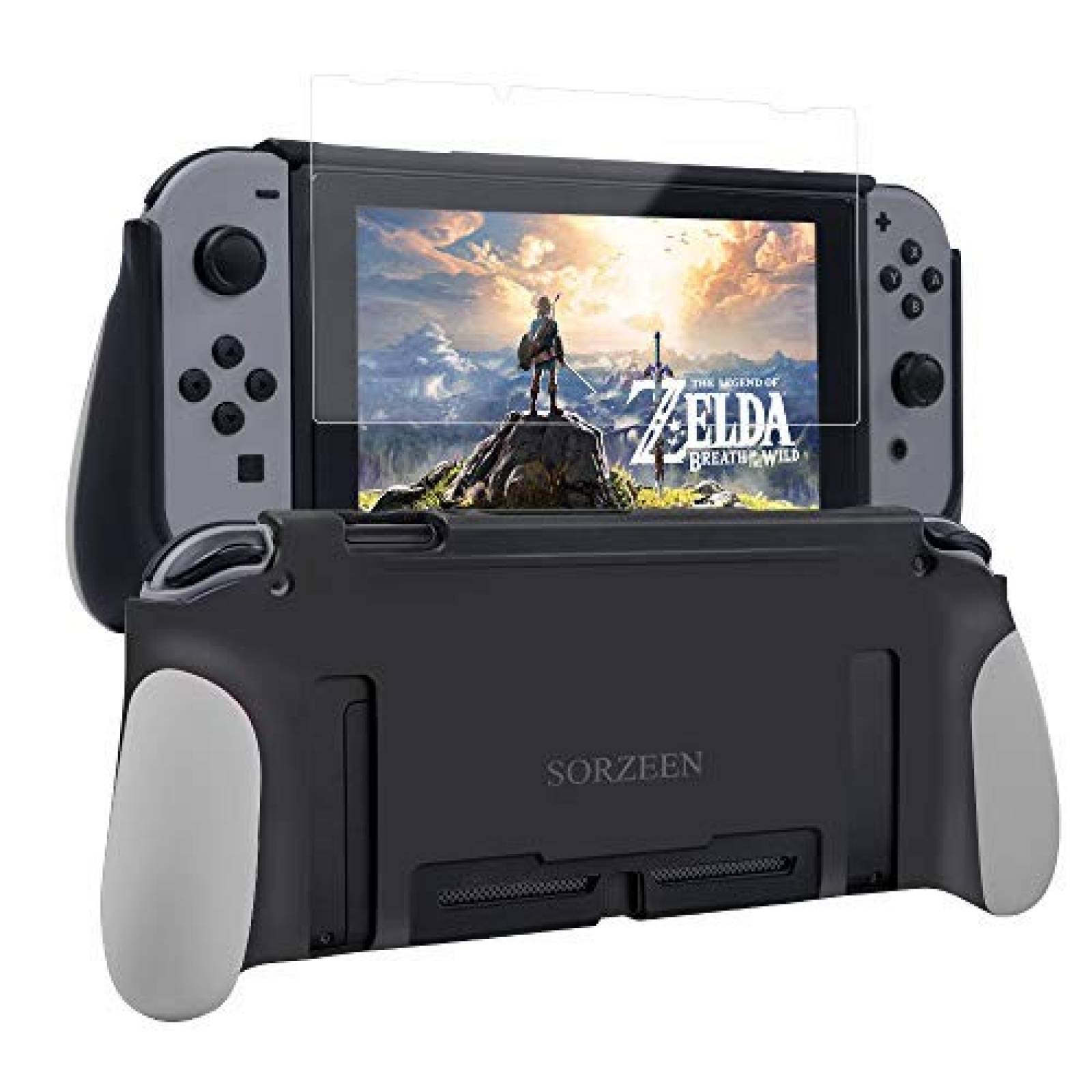 Funda y protector pantalla HD SORZEEN Nintendo Switch -gris