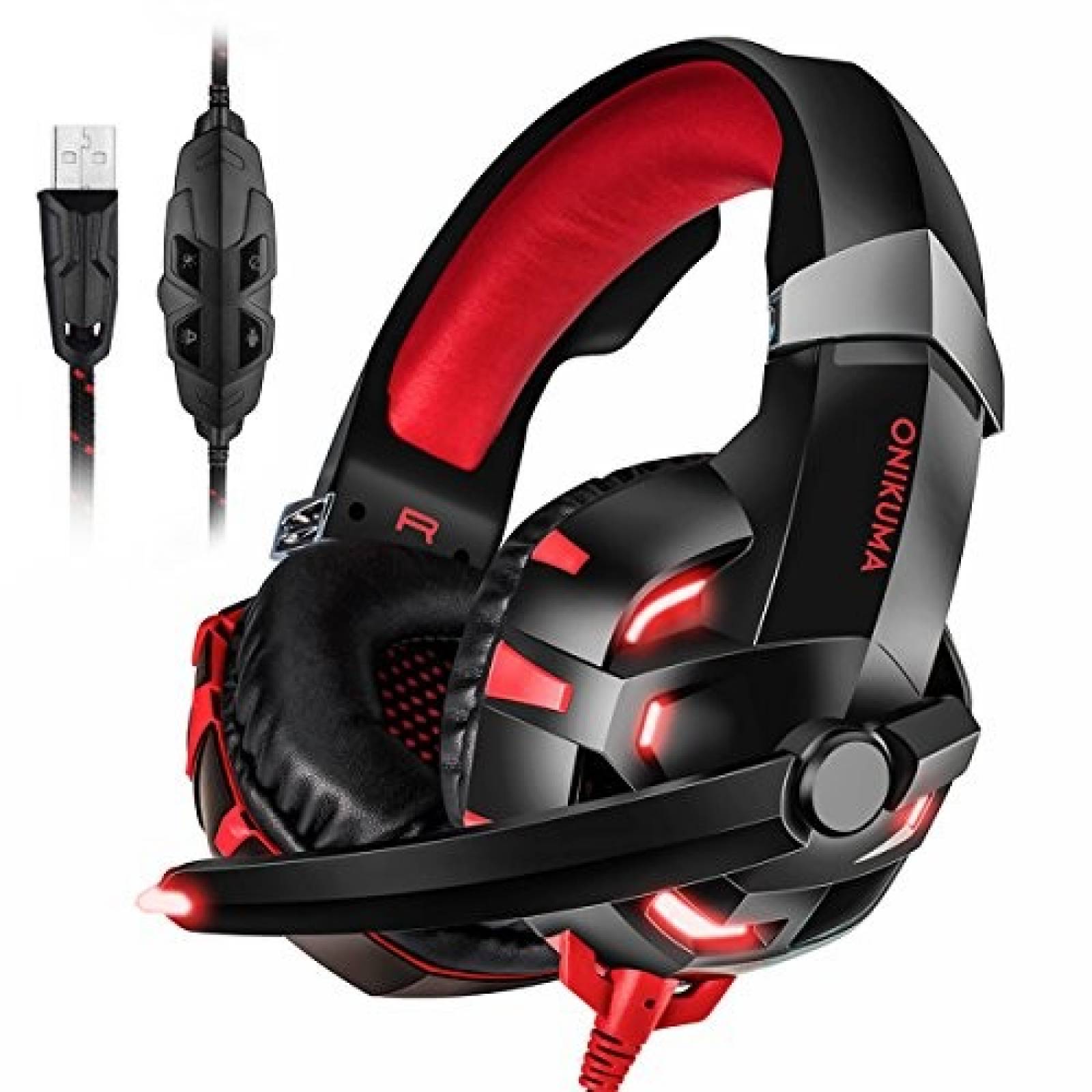 Audífonos Gamer Bagrowth PC USB ONIKUMA 7.1 -rojo