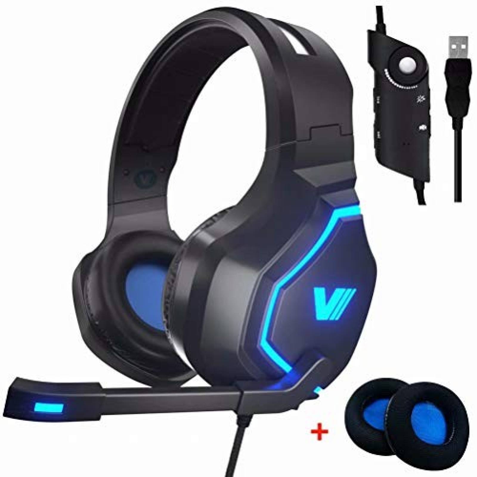 Auriculares VWELL PS4 PC LED multicolor sonido envolvente