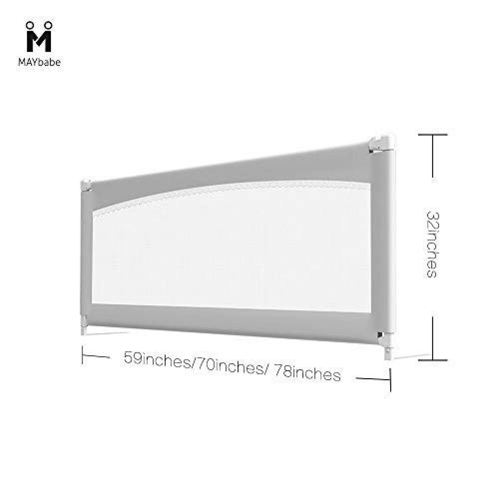 Barra de cama MAYbabe Queen y King para niños -gris