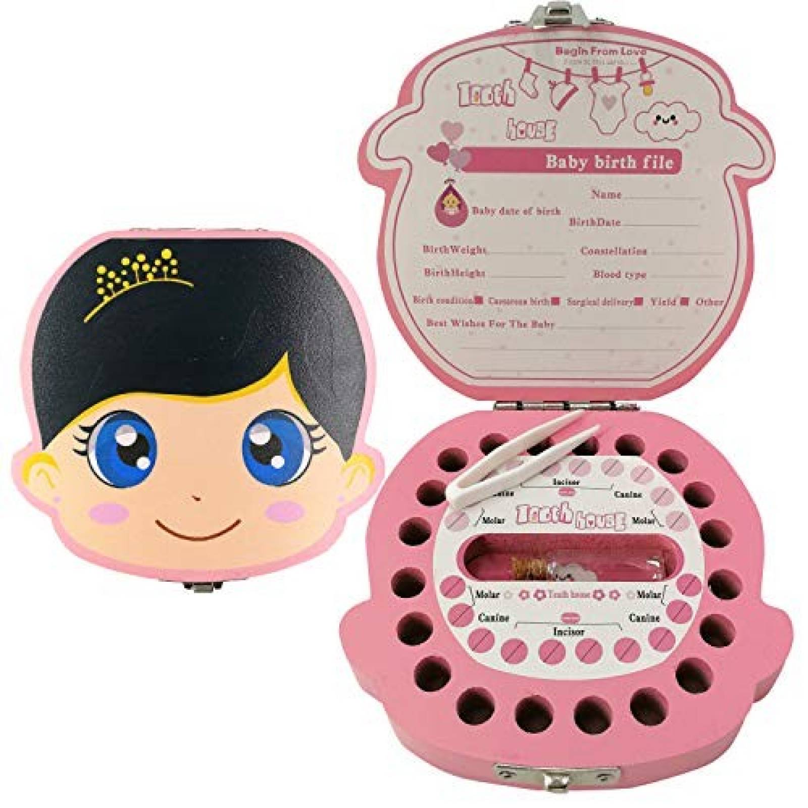 Cajas de recuerdos PAMBO para bebés de madera -rosa