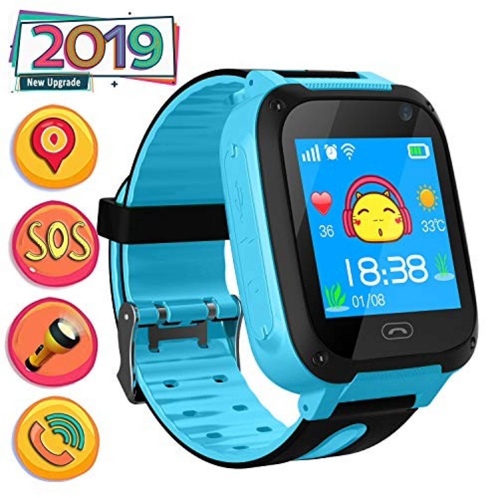 Smartwatch Jsbaby niños GPS SIM iOS pantalla táctil -azul