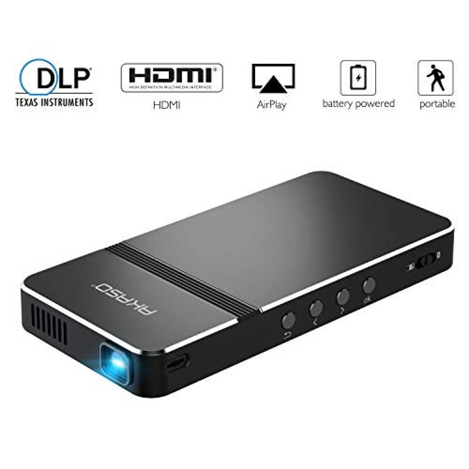 Mini Proyector AKASO 1080P HDMI USB Micro SD -negro