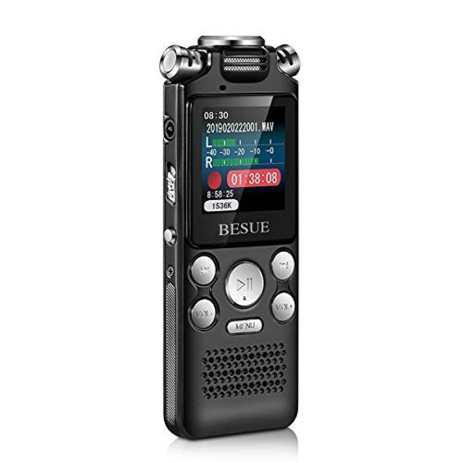 Grabadora de voz digital BESUE 16GB recargable -Negro