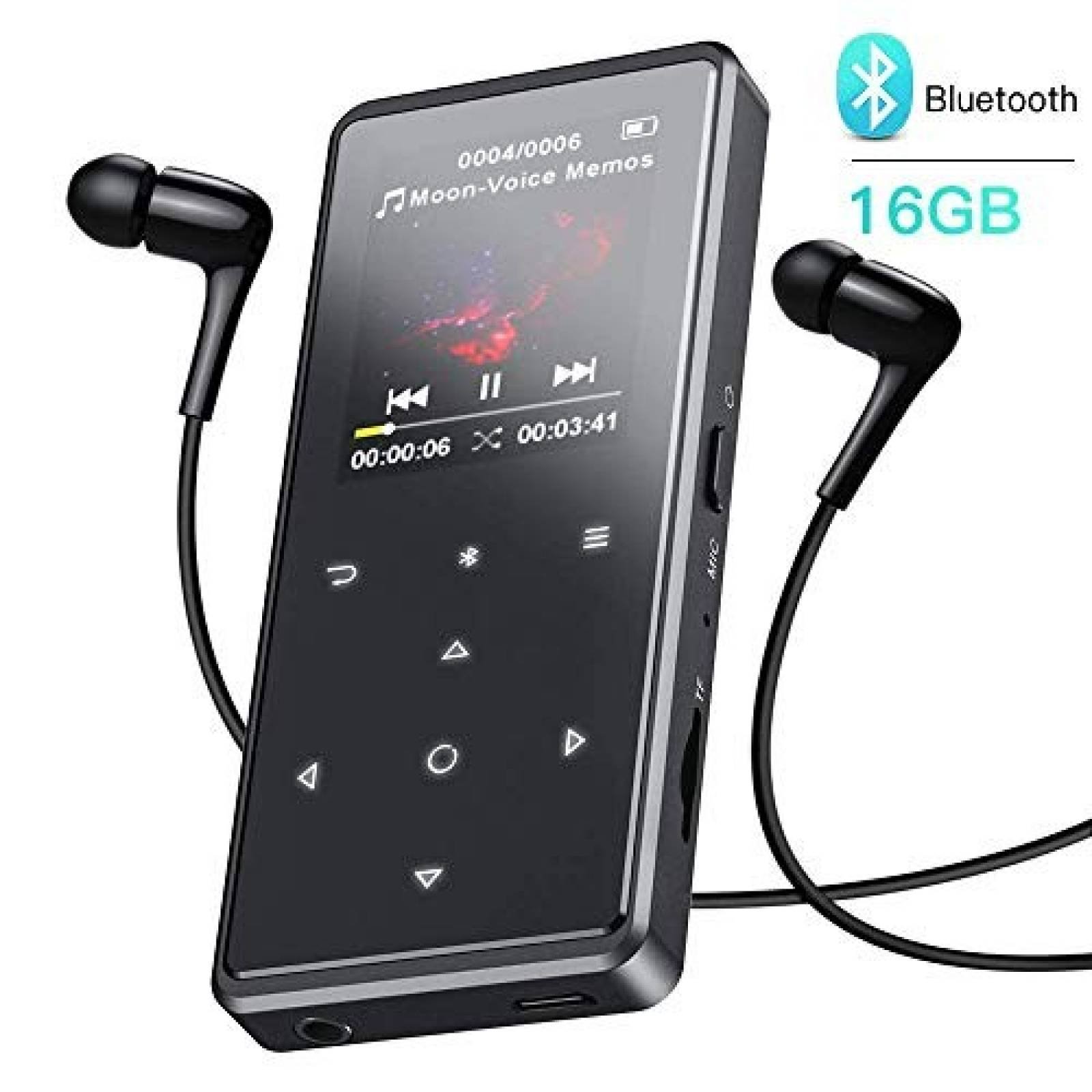 Reproductor MP3 AGPTEK 16GB Bluetooth -Negro