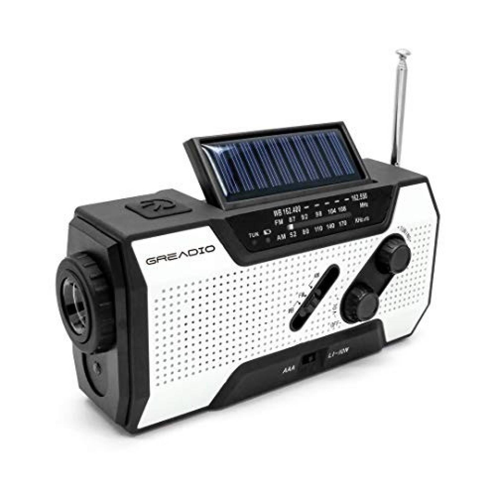 Radio de emergencia meteorológica Greadio Linterna solar