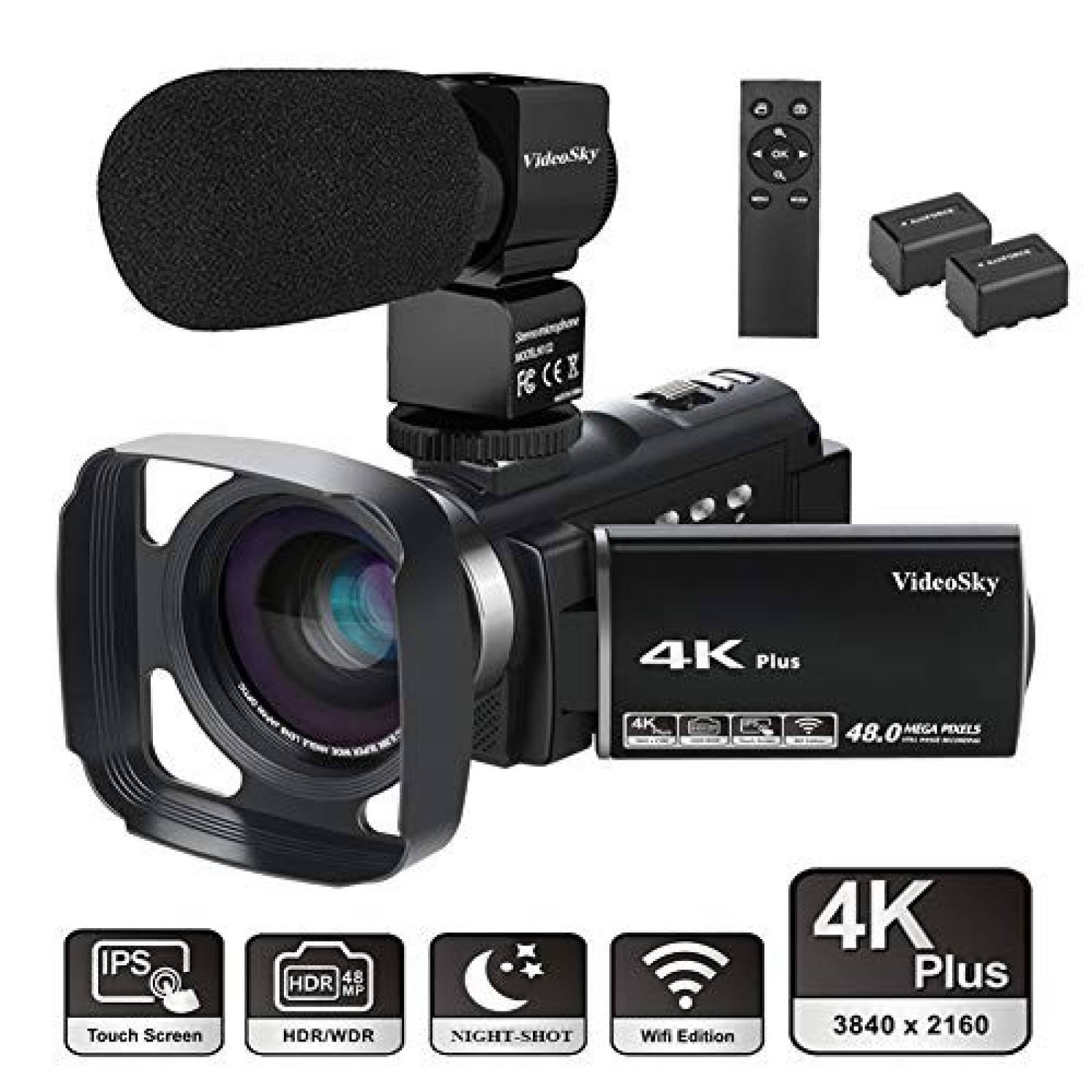 Videocámara VideoSky 4K Ultra HD 48MP 16X Vlogging -Negro