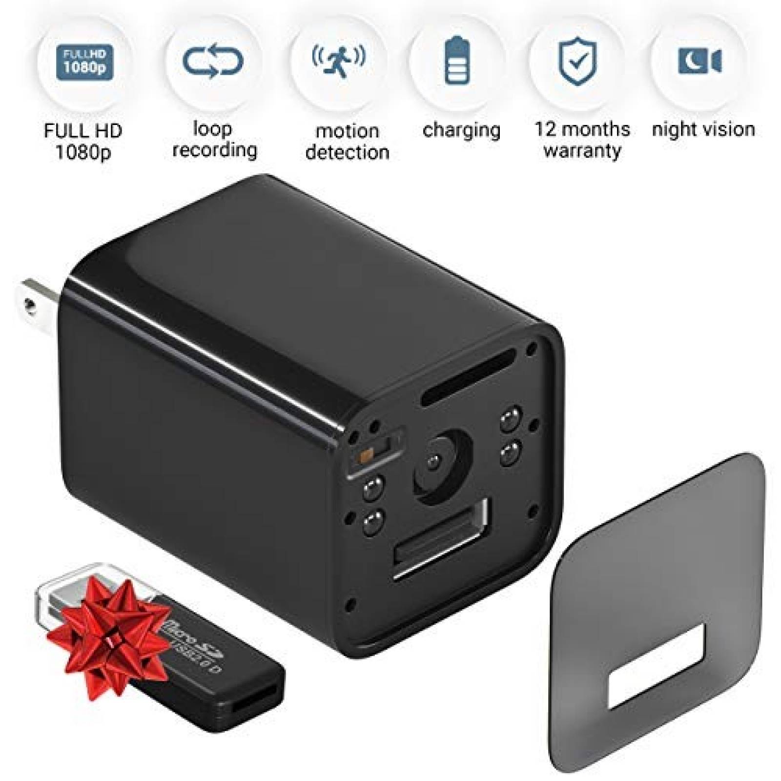 Cargador con mini cámara espía OLTEC Full HD con Wifi