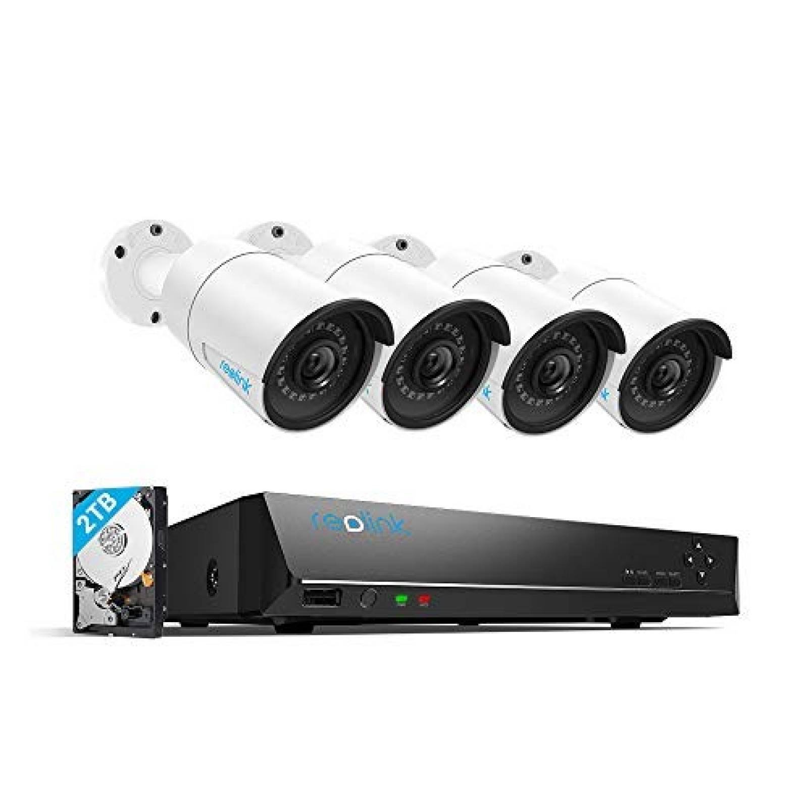 Sistema de vigilancia REOLINK 4MP 8 canales 4 cámaras 1440P