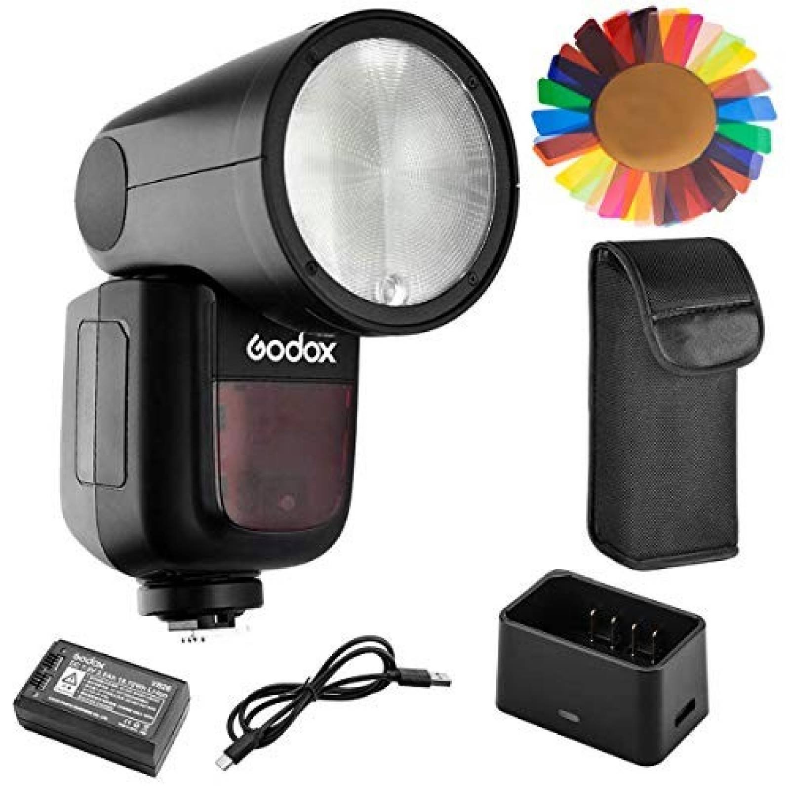 Flash Godox V1-F para Fuji filtros de colores 1.5 s -Negro