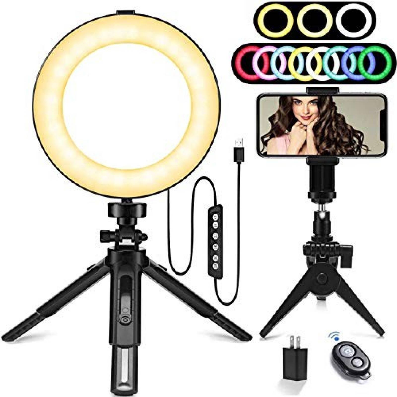 Anillo de luz selfie de 5.9"con soporte de trípode MACTREM