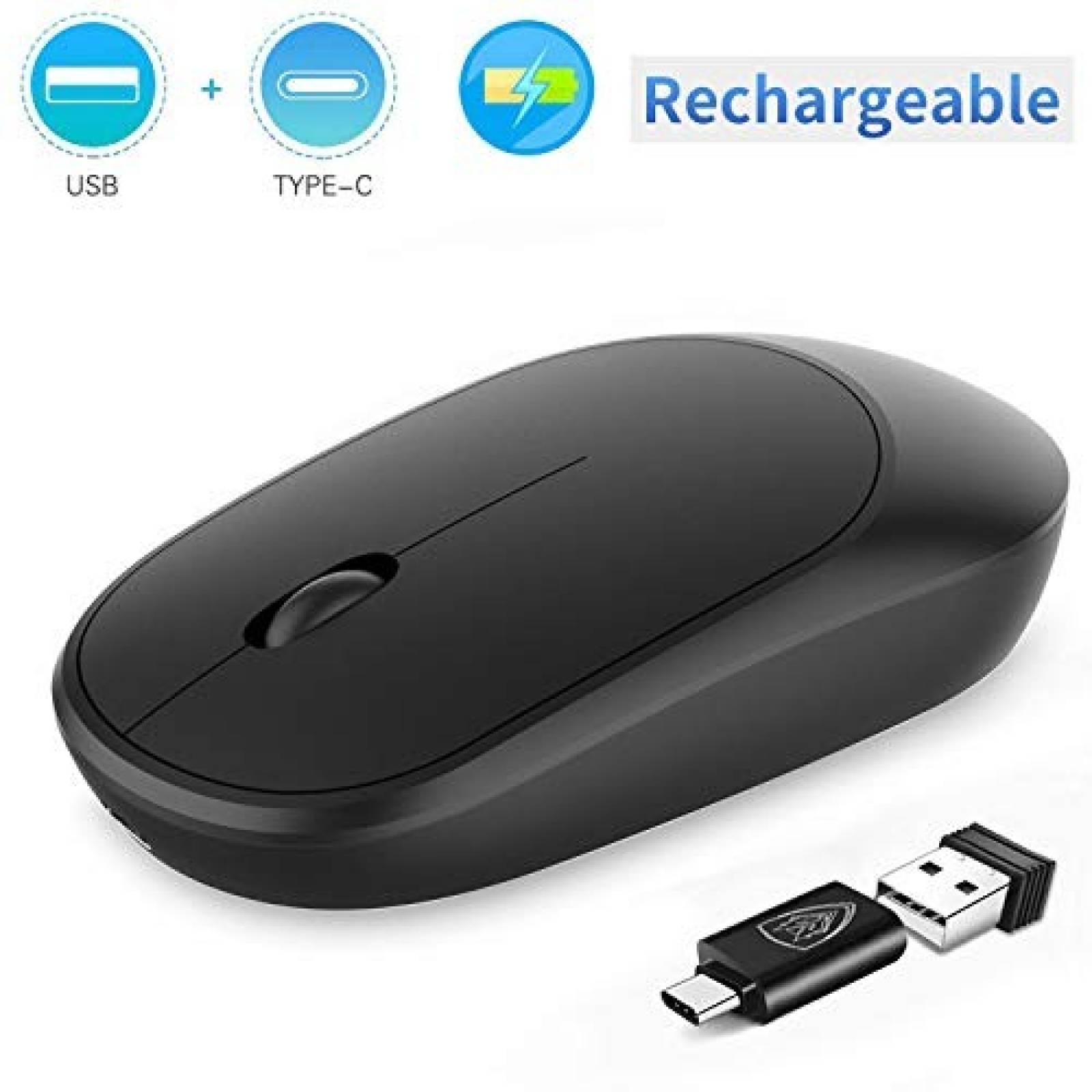 Ratón inalámbrico Acedada USB C USB 2.4G -Negro