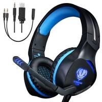 Audífonos Gamer Wsqiwni Con Luz Led Con Micrófono -Azul