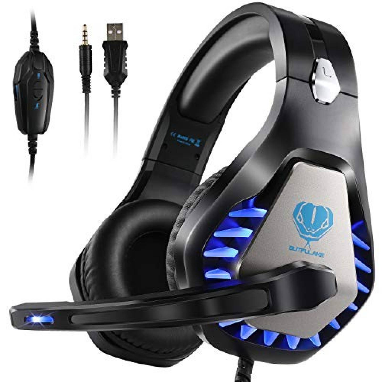 Gaming Headset Huluoo LED con micrófono -Azul