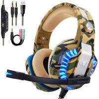 Audífonos Gamer Beexcellent Luz Led Con Micrófono -Camo