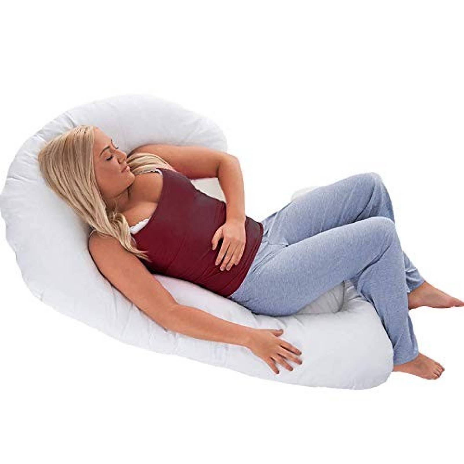 Almohada cuerpo completo ComfySure para embarazada -Blanca