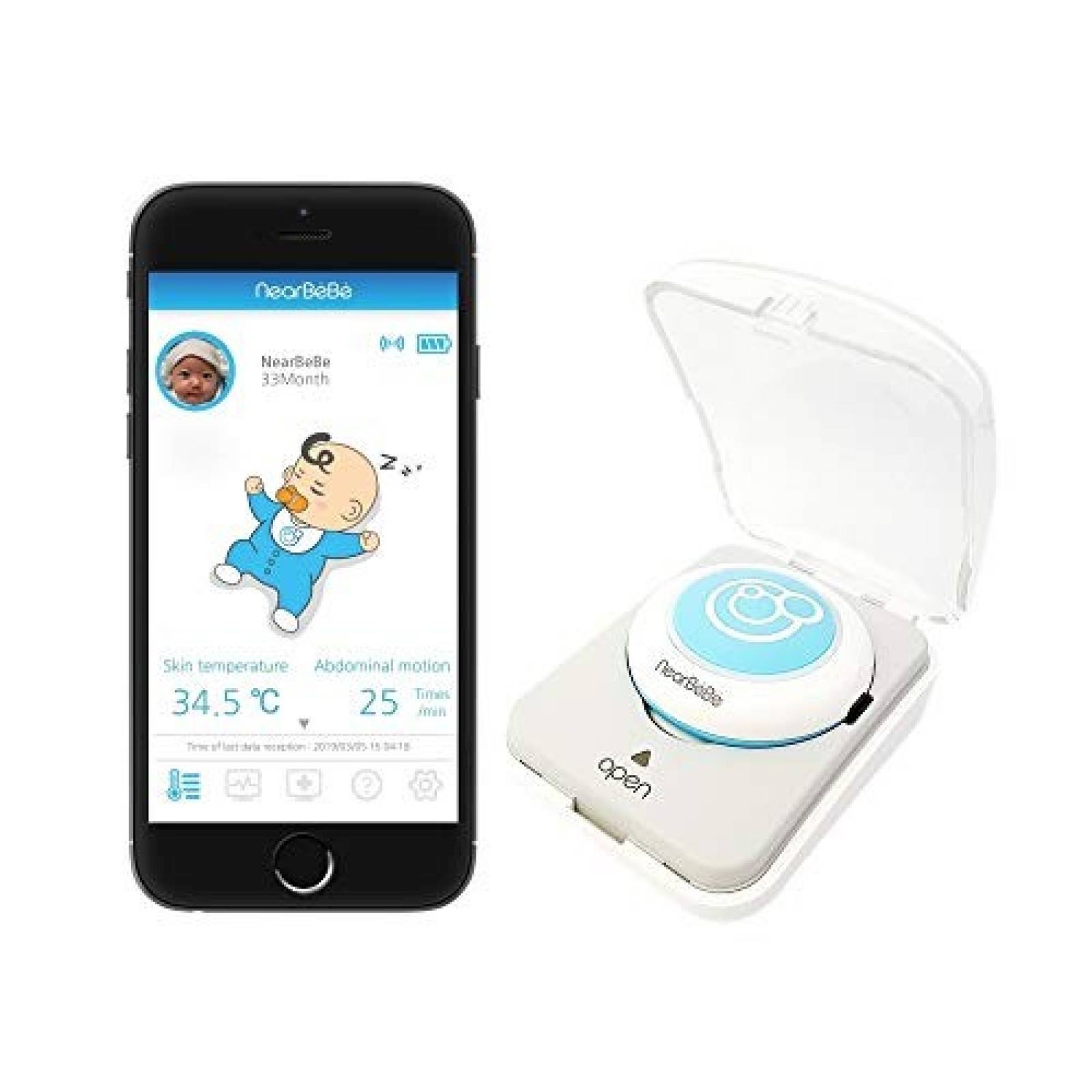 Alarma monitor temperatura bebé NearBeBe mov y respiración