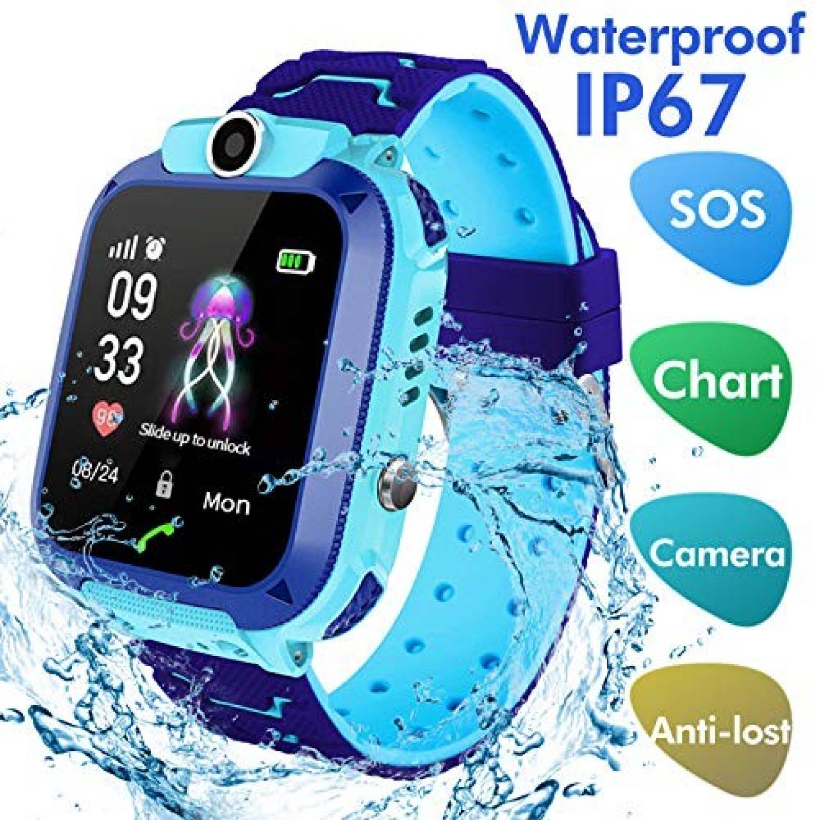 Smartwatch bohongde a prueba de agua llamada SOS -Azul