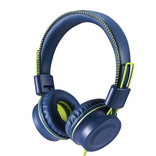 Audífonos POWMEE cable de 0.138" plegables ajustables -Azul