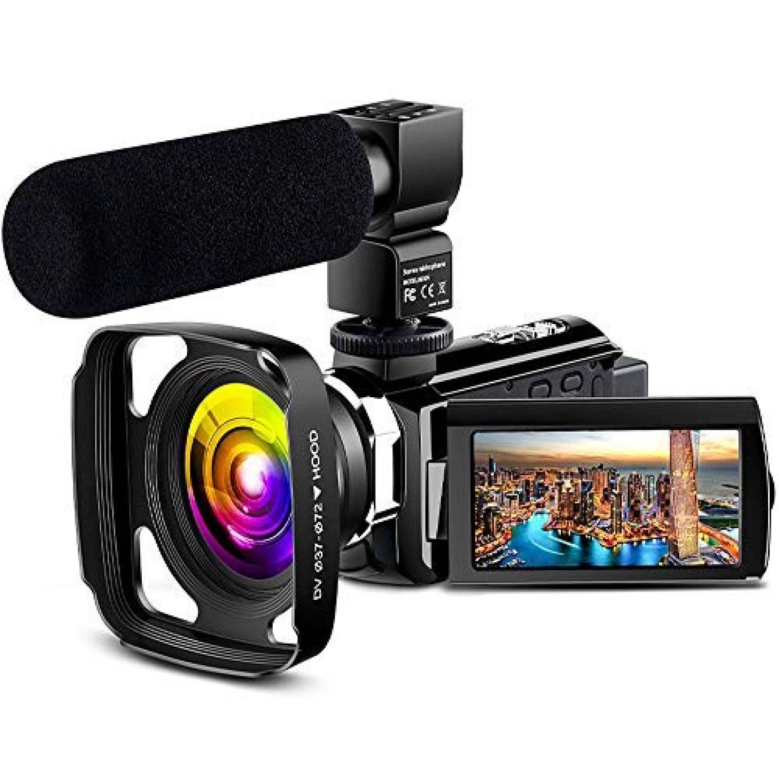 Videocamara LVQUONE 4K Camcorder microfono y 1 bateria
