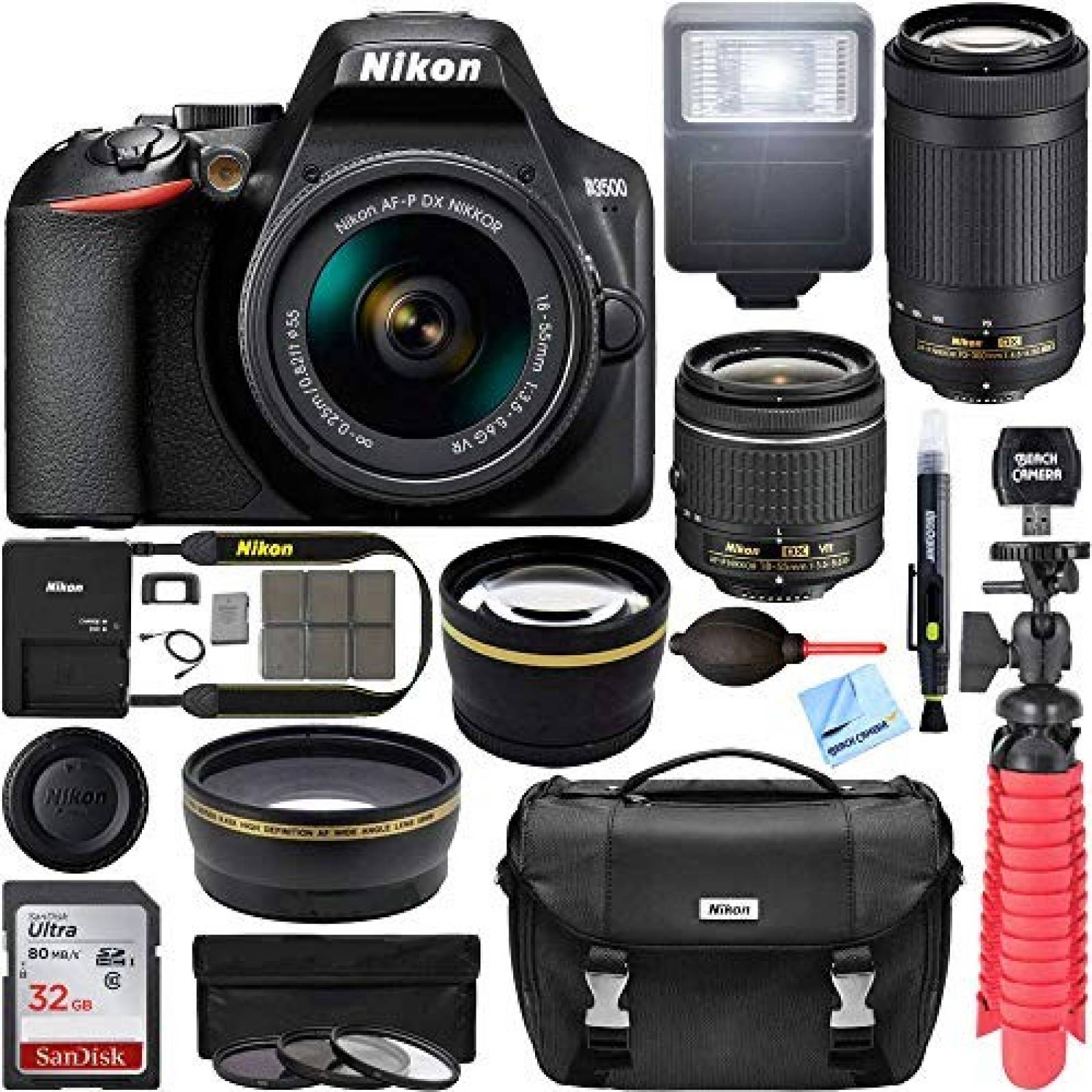 Cámara DSLR Nikon D3500 18-55mm Kit Accesorios -Negro