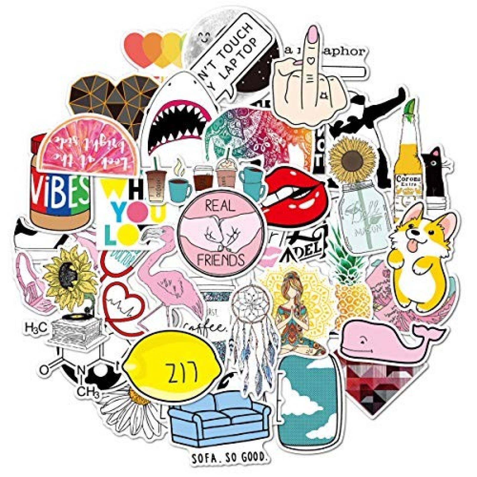 Calcomanías Acekar vinil resistentes al agua 46pcs -varios