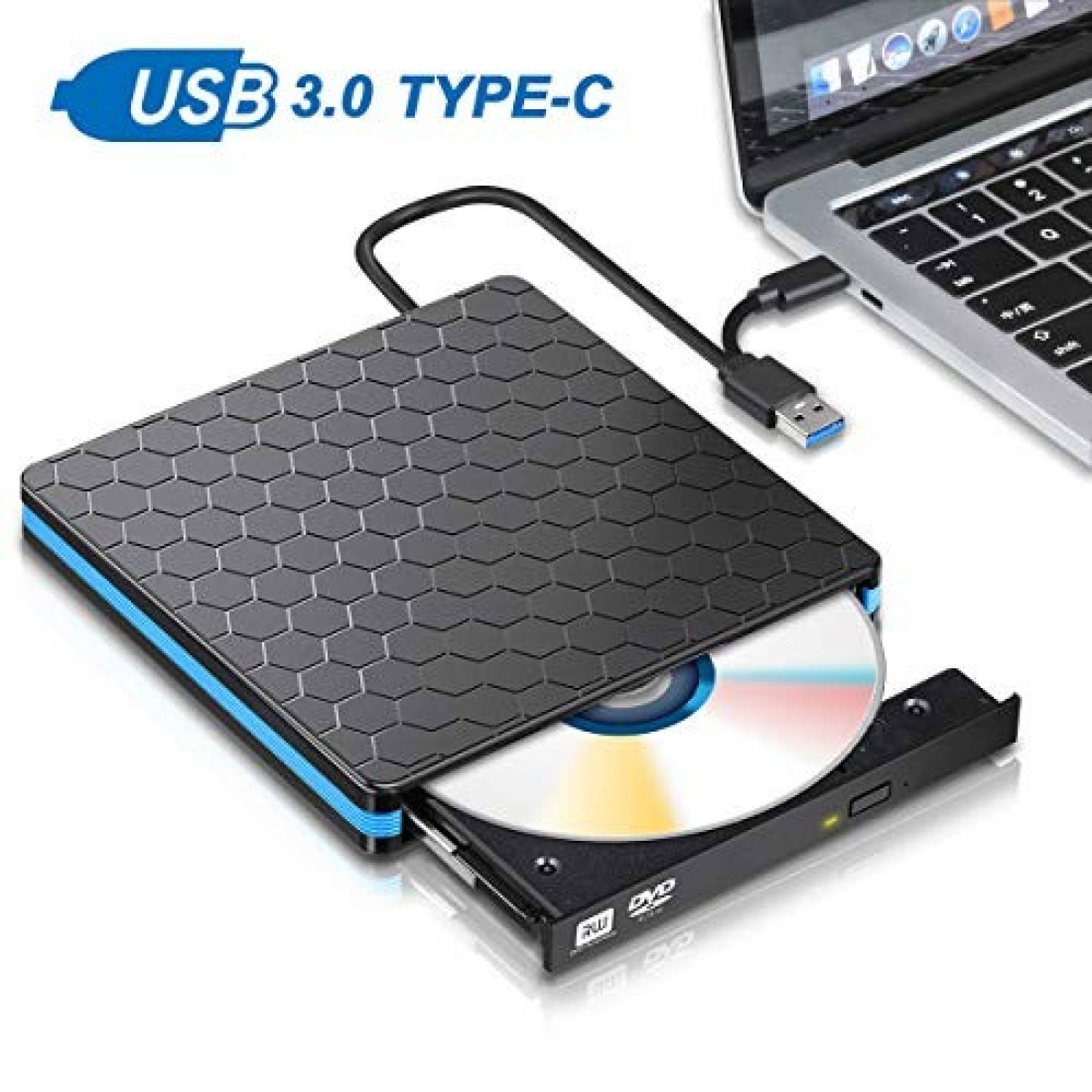 Unidad de DVD externa M WAY USB 3.0 Doble puerto DVD-RW