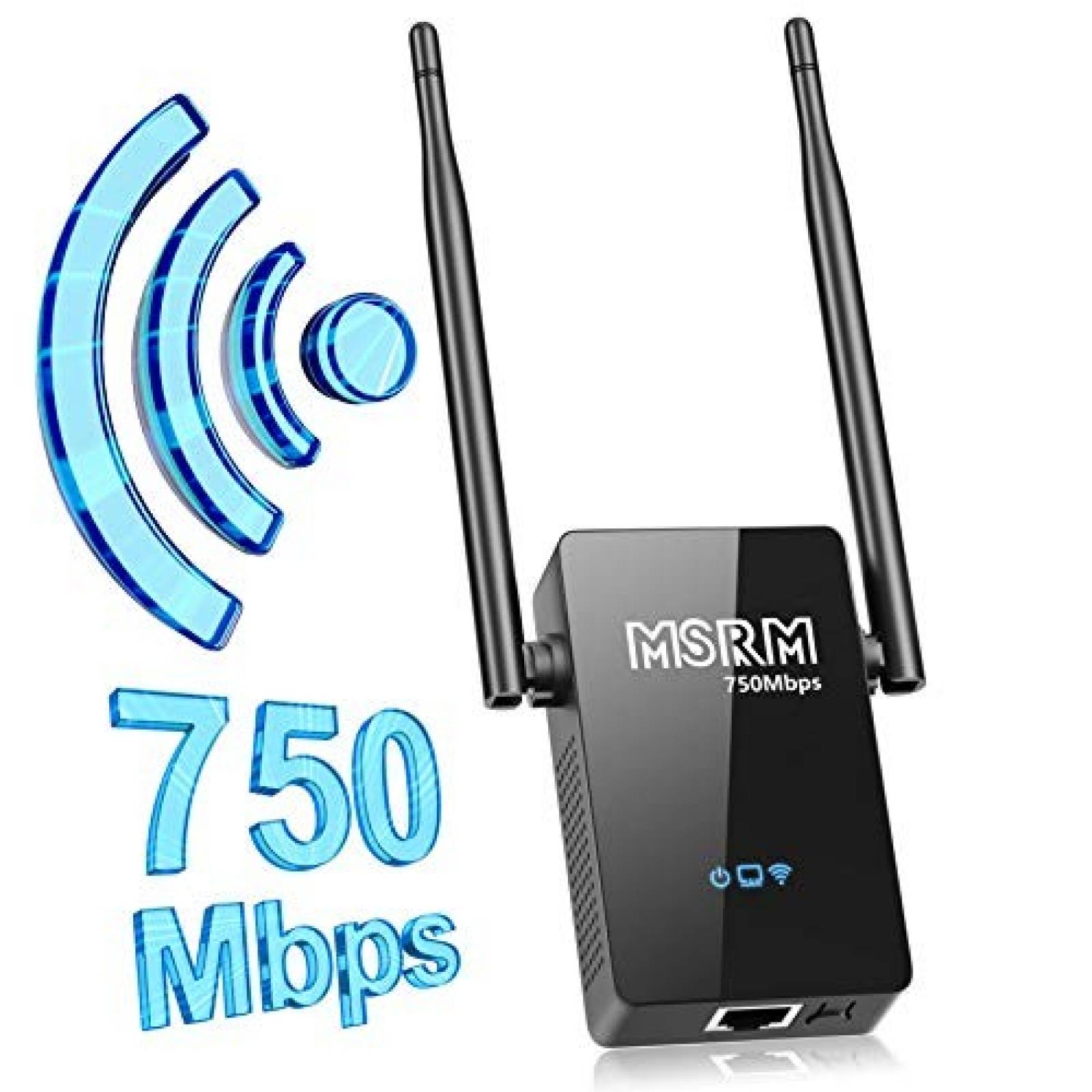 Repetidor de señal WiFi MSRM banda dual de 2,4 y 5 GHz Negro