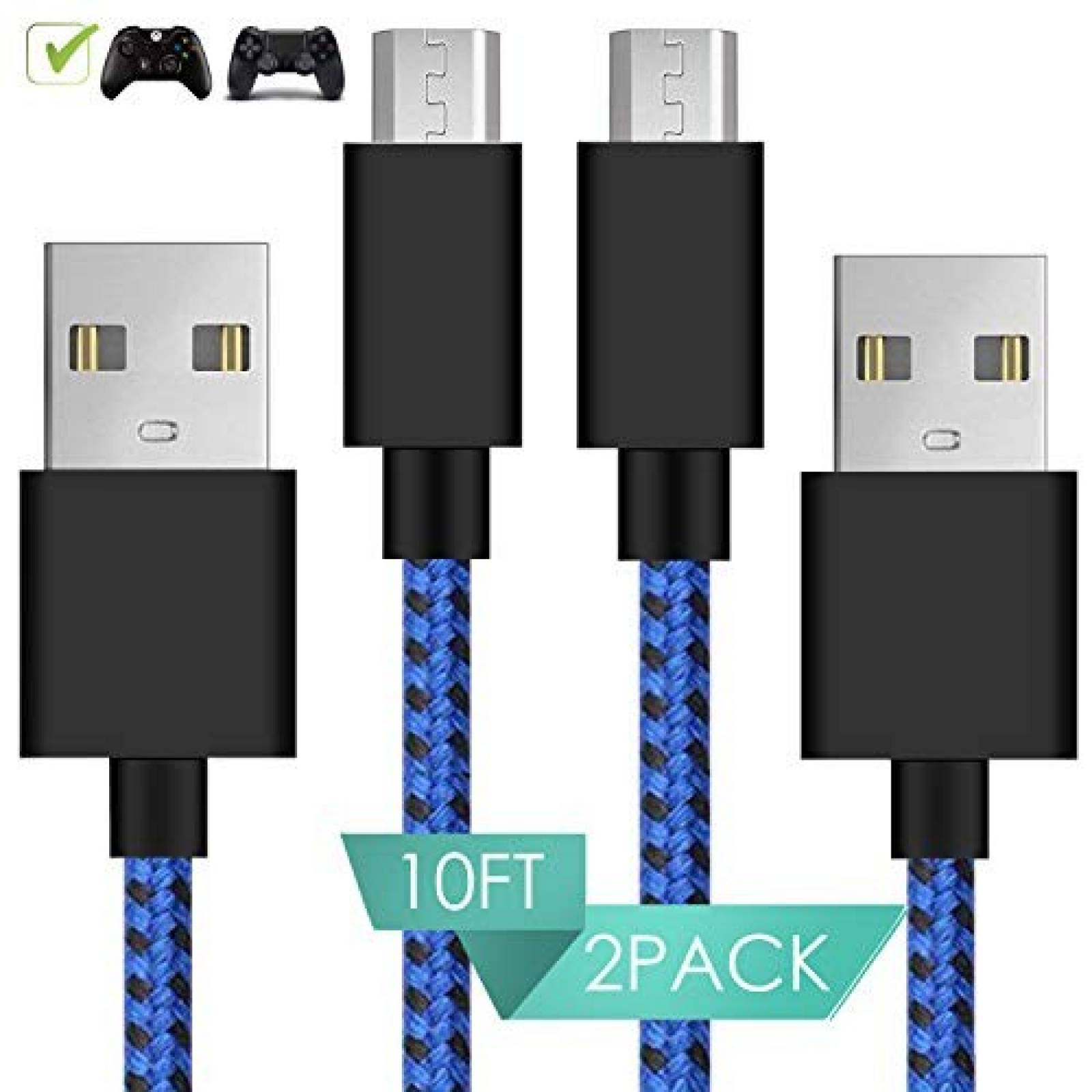 Cable de carga VUV Tech para control PS4 micro USB -Azul