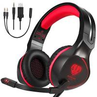 Diadema Gamer Butfulake Sl-100 Luz Led Cancela Ruido -Rojo